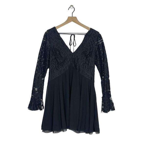 Tularosa X Revolve Skylar Mini Dress Black Lace Size Small V Neck Tie Back - Picture 2 of 12